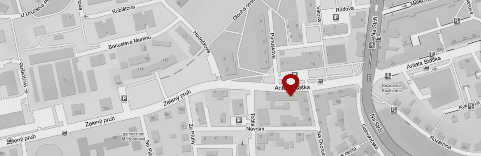 Mapa okolí salonu – Antala Staška 114/20, Praha 4